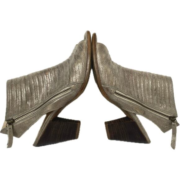 PAUL GREEN‎ Cayanne Peep Toe High Heel Booties SZ 9 US / 6.5 UK Metallic Leather - Picture 8 of 15